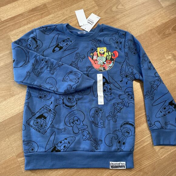 New Boys Nickelodeon SpongeBob SquarePants Graphic fleece Sweatshirt - Blue L - Picture 3 of 9